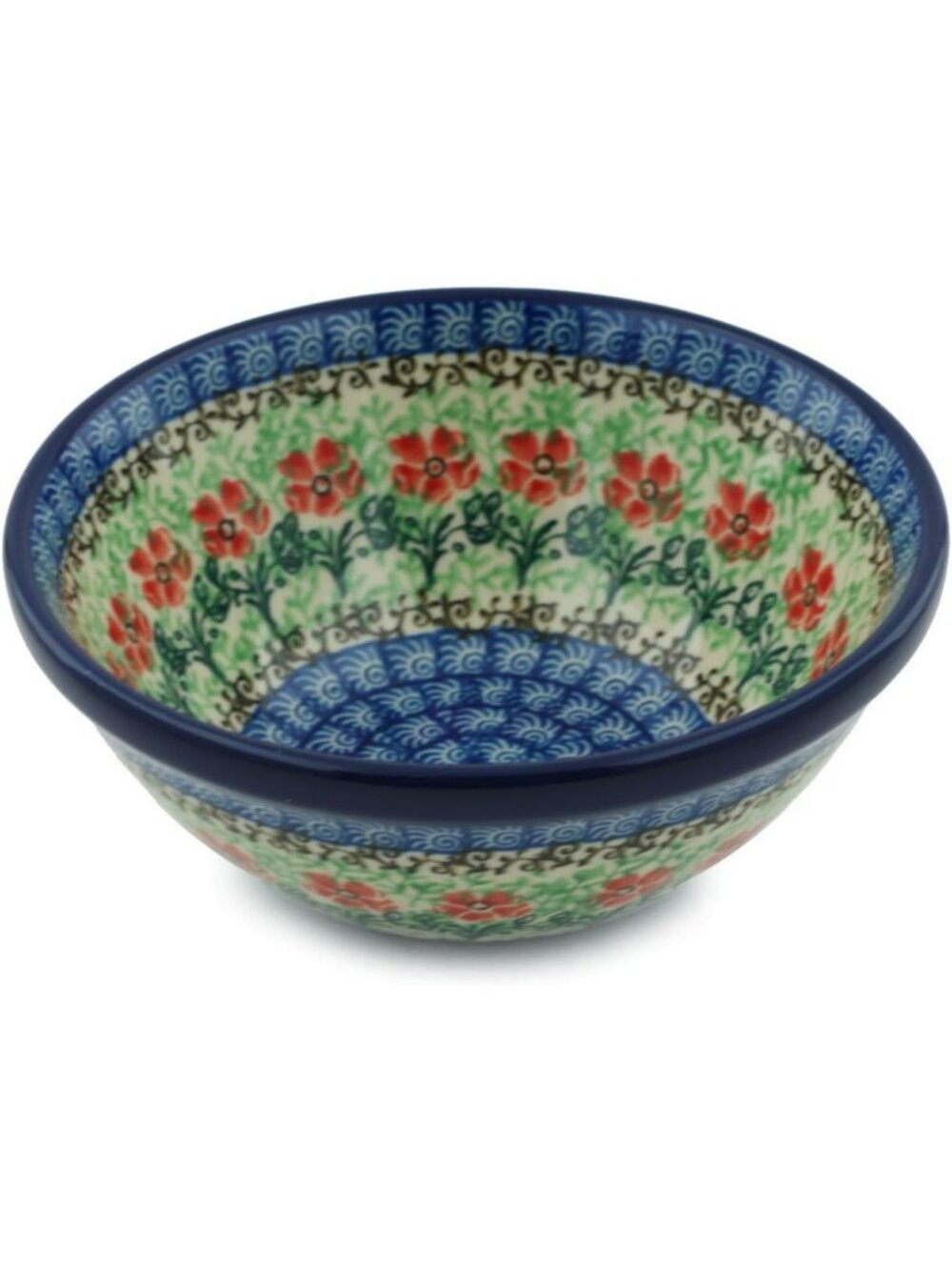 Handmade 5-Inch Polish Pottery Bowl - Maraschino Pattern, Authentic & Unique